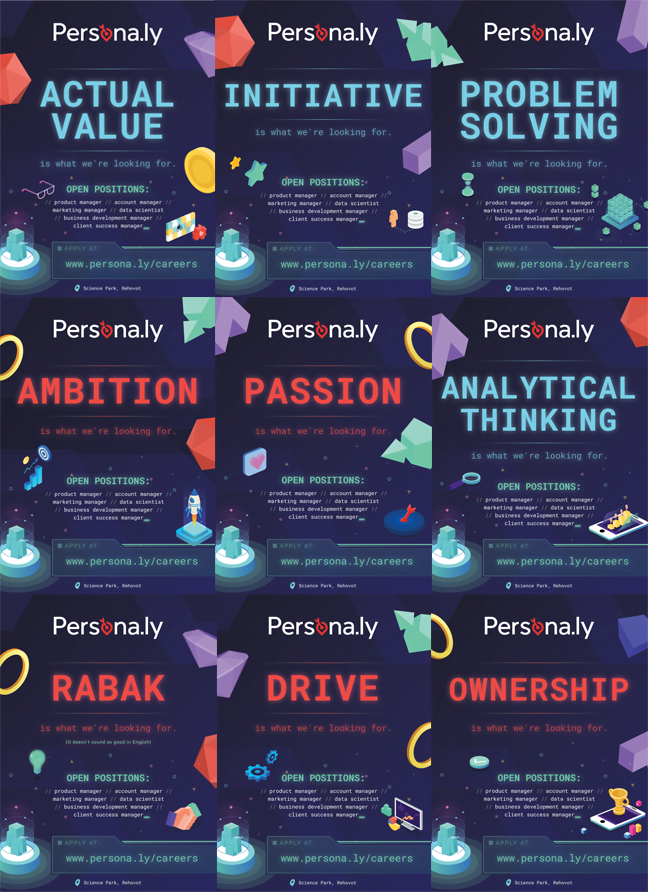 A collection of all the ads for our offline recruitment campaign